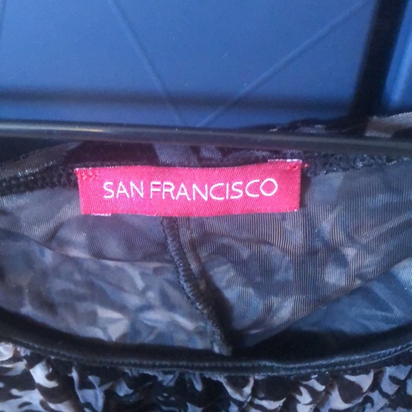 VINTAGE SAN FRANCISCO black velour top size L - Picture 5 of 9